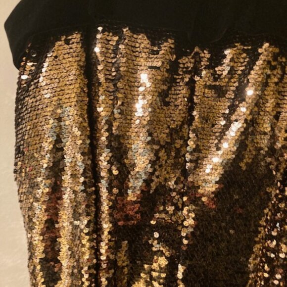 Badgley Mischka bronze/gold and velvet off shoulder dress - Picture 5 of 5